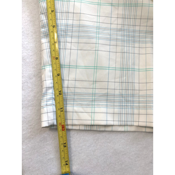 Nike Golf Shorts Plaid Shorts White‎ Green Blue Lightweight Performance Size 38 - Picture 4 of 6